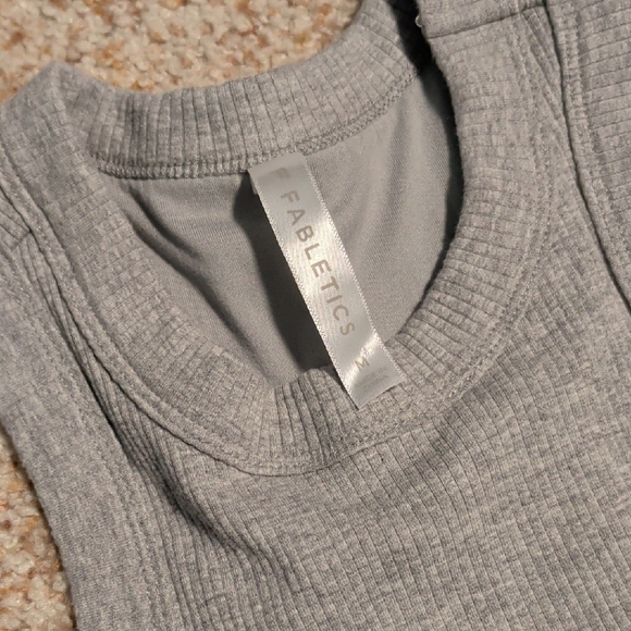 Fabletics Light Gray Ribbed Tank Top - Picture 2 of 3